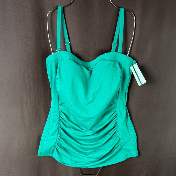 Lands' End Women's 4, 2-10 LONG Strapless Bandeau Tankini Top Swimsuit w/ Remova - Picture 1 of 8